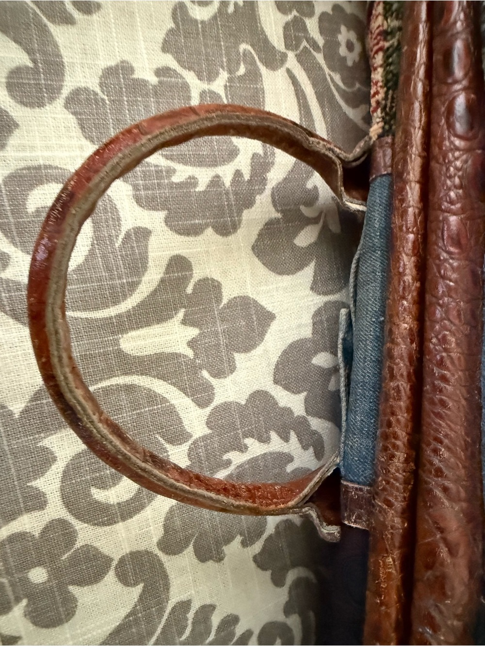 Clever Carriage Company Boho Denim & Croc with Lace & carpet bag style Handbag - Picture 14 of 16
